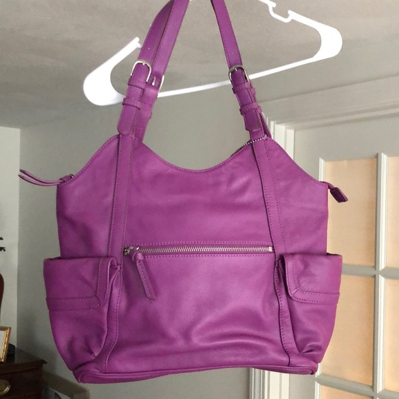 Clark’s Genuine Leather Satchel Purple Purse - Picture 1 of 14